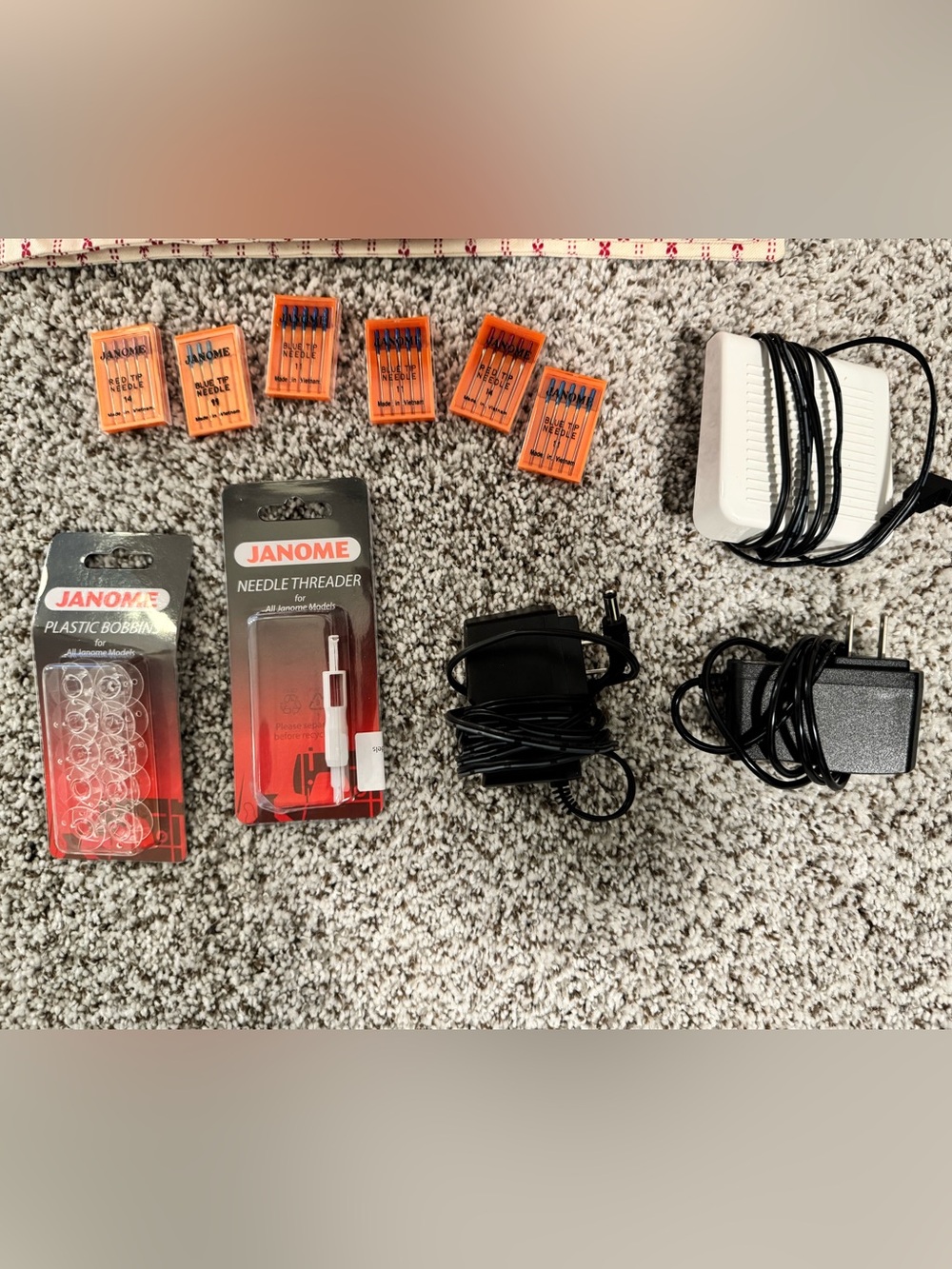 Janome New Home Sewing Machine – Bandana Red, Barely Used, Tons of Extras - Picture 2 of 6